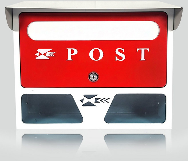 벽걸이 주택 우체통 - 지붕형 우편함 화이트&레드 (흰+빨), 지붕형 우편함 W&R(흰+빨) - 무지