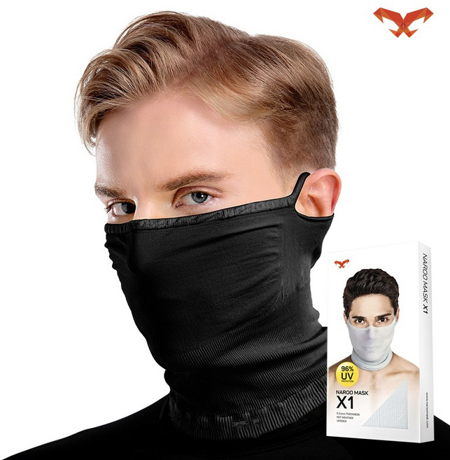 나루마스크 X1 봄 여름 가을용 자외선차단 마스크 귀걸이형 자전거 등산 러닝, black