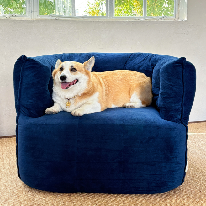 [Hoffdine 호프딘] 거실 침실용 고급원단 좌식 싱글 소파, 파란색