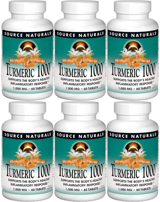 Source Naturals 소스내추럴스 터메릭 심황 강황 1000mg 테블릿, 60정, 6개, 60정 - 쿠팡