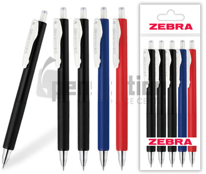 ZEBRA 제브라 사라사 나노 0.38mm 세트, 0.38mm 블랙 3개+블루 1개+레드 1개 세트