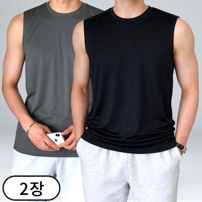 [1+1] 남자 쿨 라이트 드라이 기능성 민소매 나시 티셔츠 (6296-2)