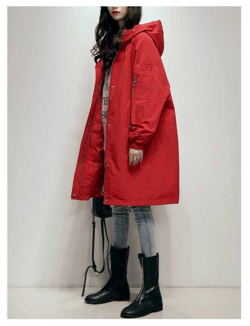 루스리더 여성 캐주얼 자수 롱 트렌치코트 바람막이 E113