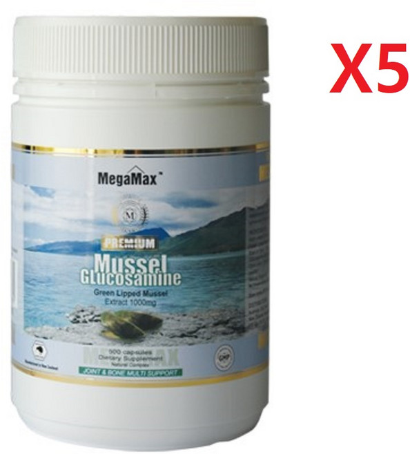 메가맥스 뉴질랜드 초록홍합+글루코사민 1000mg 500정-5개, 500정, 5개