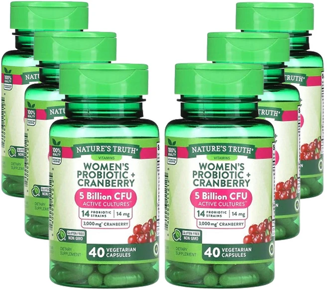 네춰스 트르스 여성용 프로바이오틱스 + 크랜베리 식물성 캡슐 40정, 6팩 - 쿠팡