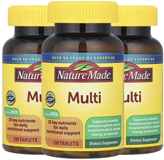 네이쳐메이드 철분 함유 종합비타민, 3개, 130정 - 쿠팡