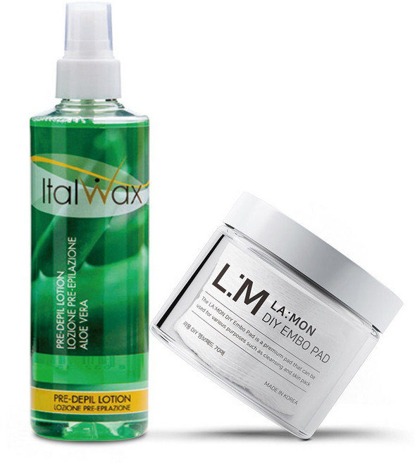italwax 유분기제거 프리 왁싱 250ml 3종 + 라몽 DIY 엠보싱 패드 70매입, 1개