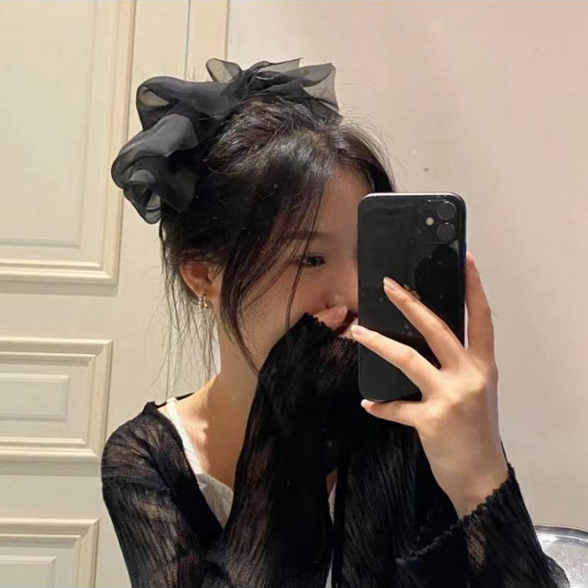 망사 큰 리본 머리핀 머리장식 대량 4pcs B59741