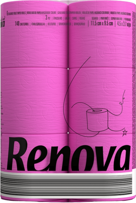 레노바 3겹 블랙라벨 컬러티슈 핑크, 16.1m, 6롤, 1개