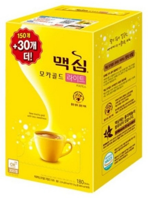 맥심 모카골드 라이트 커피믹스, 1개, 180개입, 11.8g