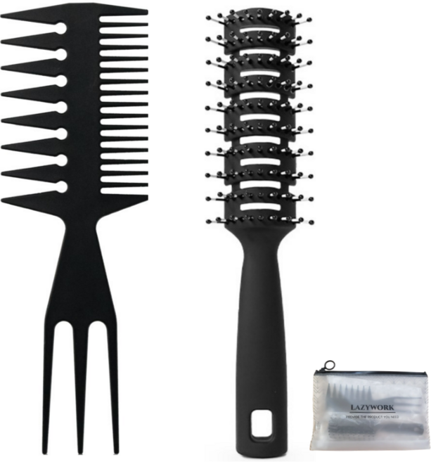 레이지웍 남성 고급 셀프 포마드빗 + 볼륨 밴트 헤어브러쉬 총 2개, 1개