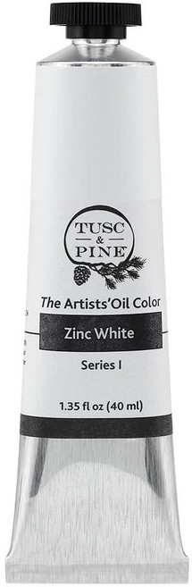 Tusc & Pine 아티스트 오일 페인트 - 티타늄 화이트 (아마씨) 40ml 황변 없음 풍부하고 크리미 한 일관성 최대 안료 부하 소량 가공 페인트 전문 아티스트, 1개(1개입), 아연 화이트