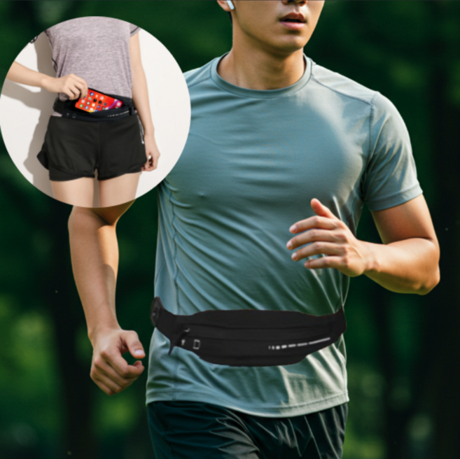 맞춤 슬림 플렉스 초경량 스포츠 러닝 벨트 힙색, 블랙, 1개