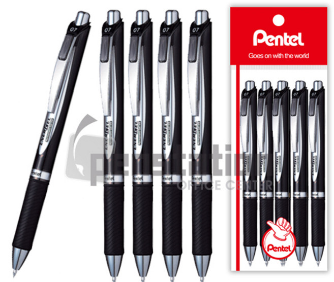 펜텔 에너겔 퍼머넌트 겔잉크 0.7mm 볼펜 세트, 0.7mm 흑색 5개 세트