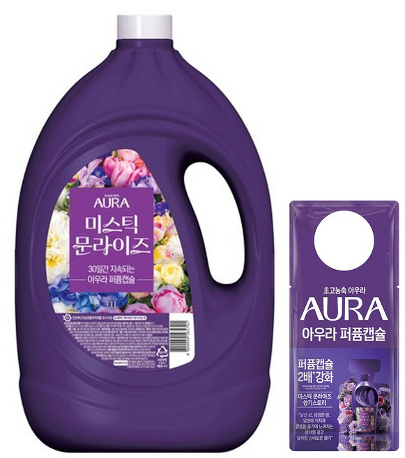 아우라 퍼퓸캡슐 용기 3.1L 미스틱문라이즈 + 리필 70ml, 1개
