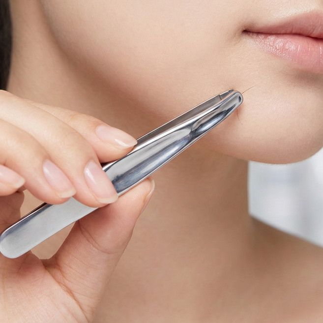 루시에 잘 뽑히는 상처방지 핀셋 미세모 쪽집게, 1개, 라이트 실버