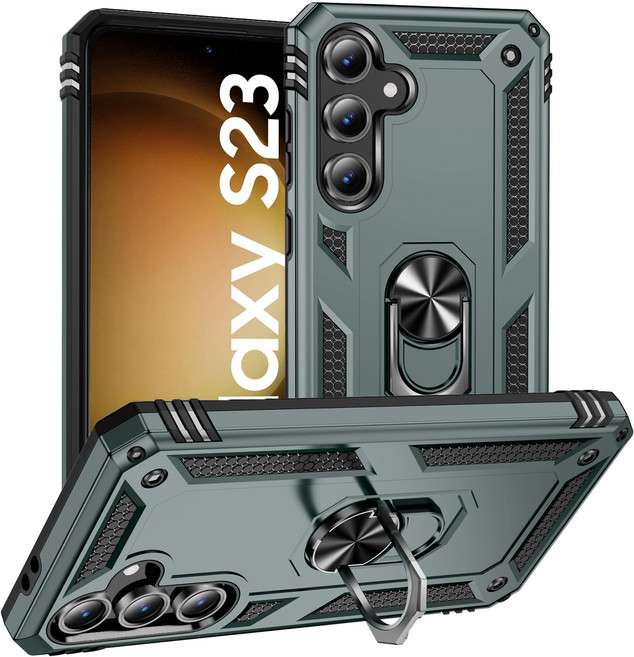 커위안 갤럭시 S23 5G / SM-S911N 에어 범퍼 기어 메탈 링 거치대 스탠드 휴대폰 케이스