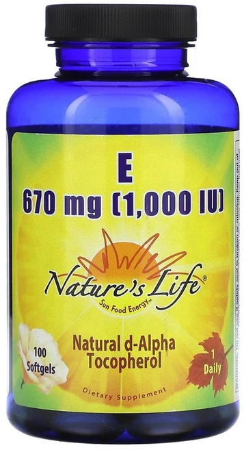 Nature's Life 비타민E 670mg(1 000IU) 소프트젤 100정 Life (네이처스 라이프), 670 mg, 1개 - 쿠팡