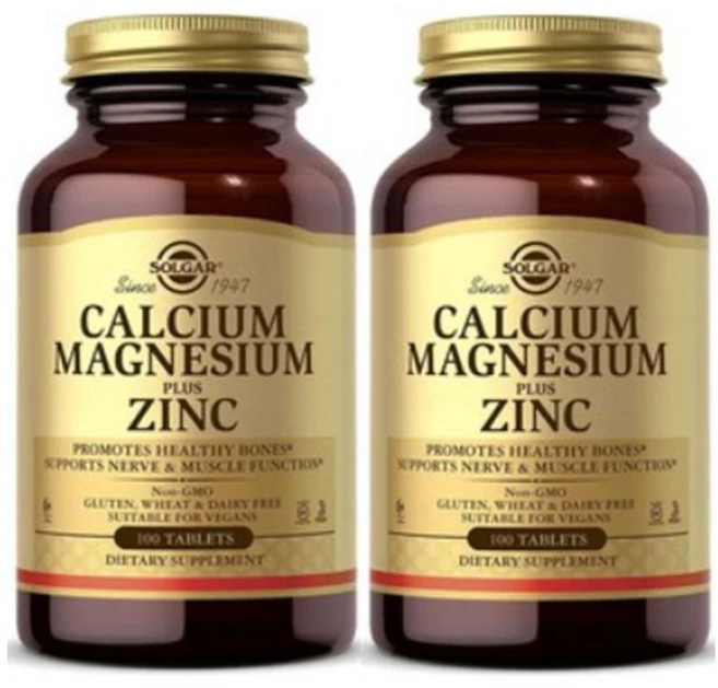 Solgar 솔가 칼슘 마그네슘 플러스 징크 100정 2팩, 2개 - 쿠팡