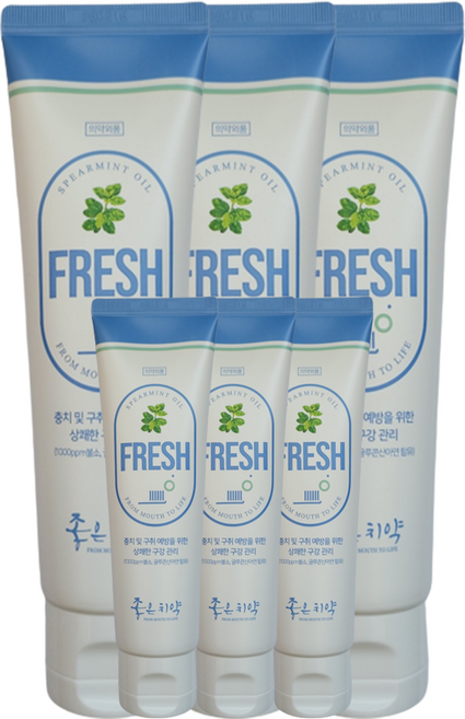 [연세대치대개발] 천연 시린이 입냄새 구취제거 임산부 구내염 잇몸에 좋은치약 프레쉬 120g 3개 + 30g 3개 티드치약 100g 3개 + 20g 3개