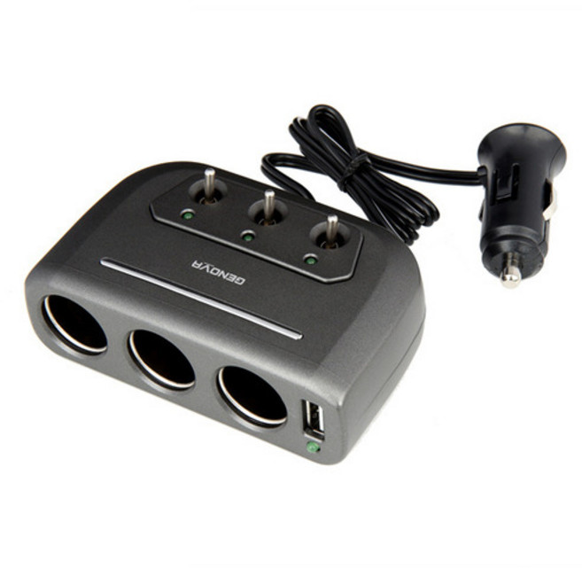 GENOVA 스위치 3구 USB소켓 블랙, 1개