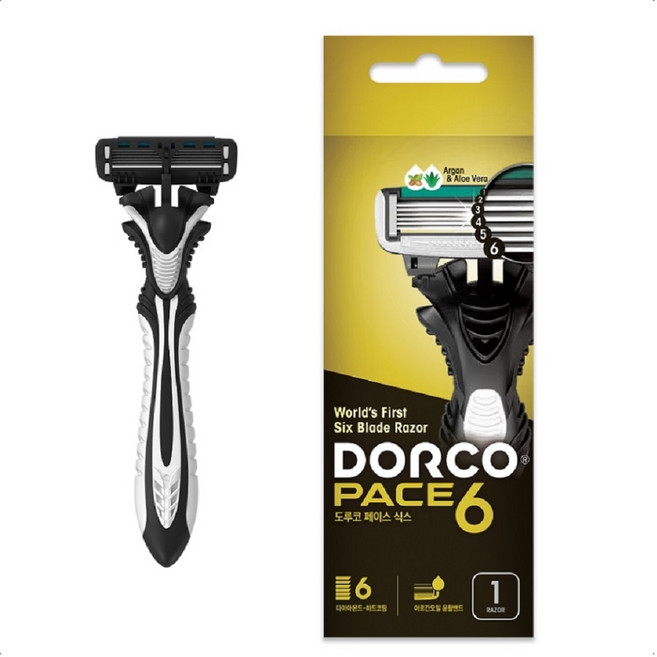 도루코 PACE6 페이스6 휴대용 6중날 면도기 일회용 면도기 개별포장 (선택옵션), 2개, 1개입