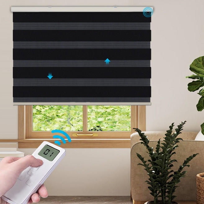 윈샵 무선 전동 암막 콤비 블라인드 페트라 커튼 버티컬