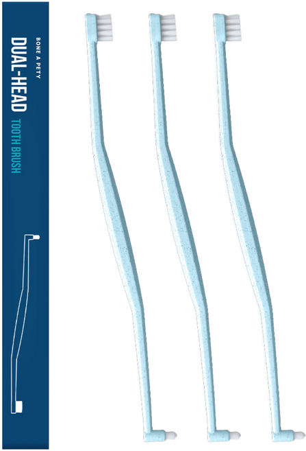 본아페티 고양이 강아지 듀얼헤드 칫솔 의료용미세모 치석제거 양치, 3개, 블루