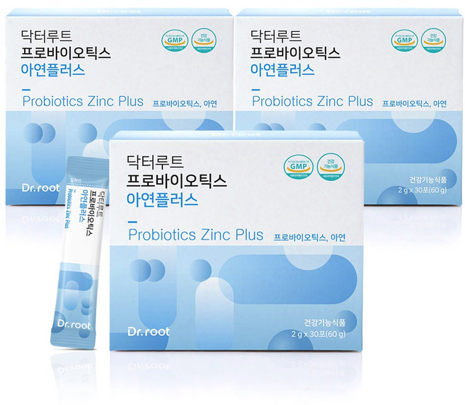 닥터루트 프로바이오틱스 아연플러스 30포 3박스 총 3개월분 유산균 신바이오틱스 모유 LGG, 60g, 3개