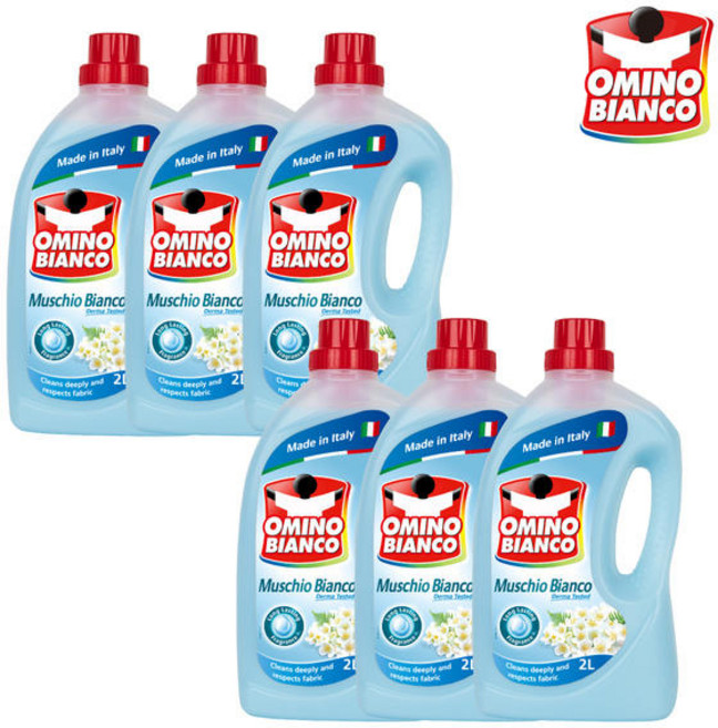 오미노비앙코 무스키오 비앙코 일반드럼겸용 액상세제 본품 화이트머스크향, 2L, 12개