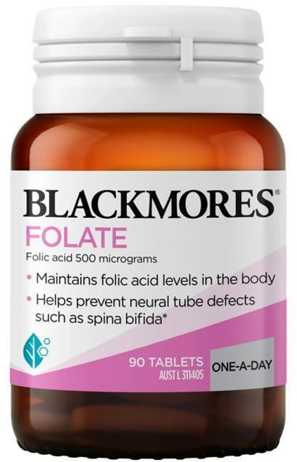 Blackmores Folate 500mg Folic Acid Vitamin 블랙모어스 엽산 500mg 폴릭 애시드 비타민 90 정, 1개 - 쿠팡