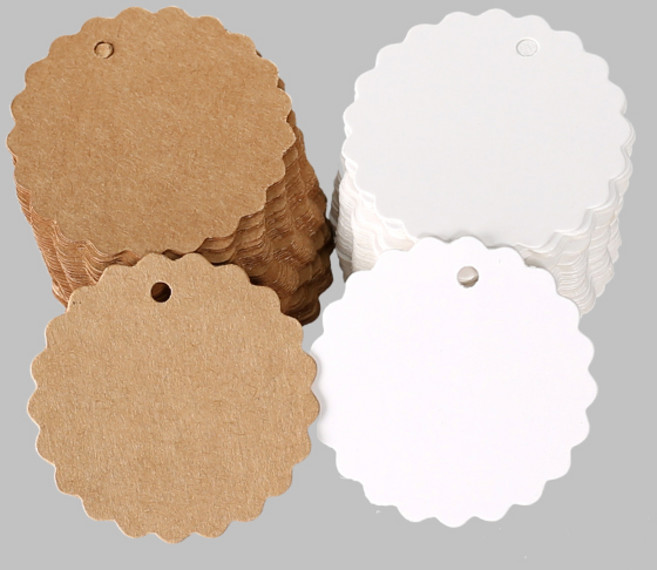 [모핸] 종이라벨택 모양 네임택(300장), 레이스 크라프트