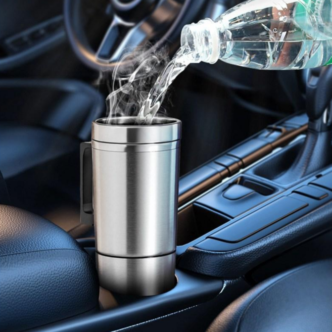 Mochae 차량용전기포트 커피포트 12V 24V 차량용 전기포트 휴대용 화물차 멀티 자동차 차박 커피 우유 가열 스테인레스 300ml