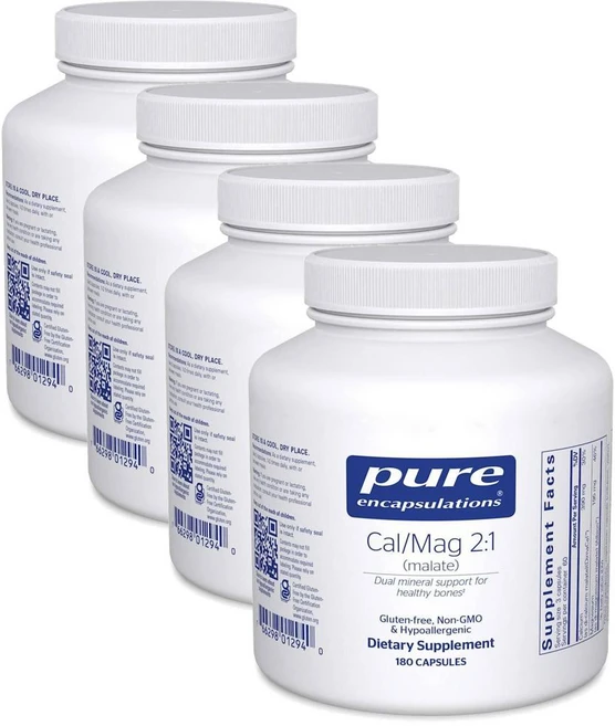 퓨어인캡슐레이션 칼슘 마그네슘 말레이트 2:1 캡슐 Pure Encapsulations Cal Mag, 4개, 180정 - 쿠팡