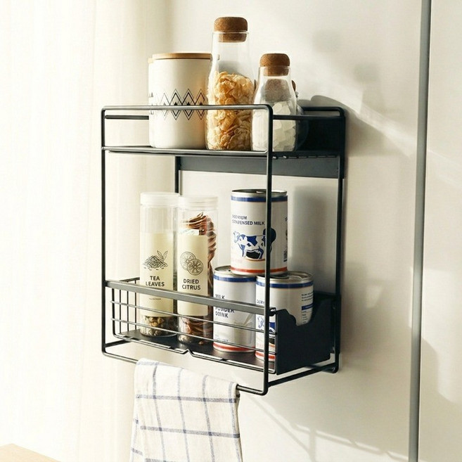 란몰 다용도 슬라이딩 냉장고 틈새 자석 수납선반, 블랙, 1개