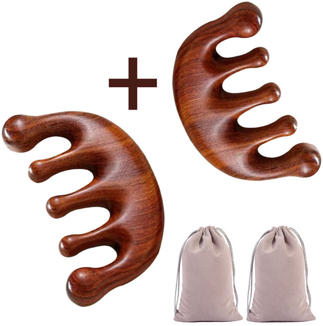 키친9단 두피 바디 전신 괄사 혈액 순환 림프 케어 천연 나무 우드괄사 빛 경락마사지 리프팅 (개별 파우치 증정), 본품2(A타입 1개+A타입 1개)+파우치2, 1세트