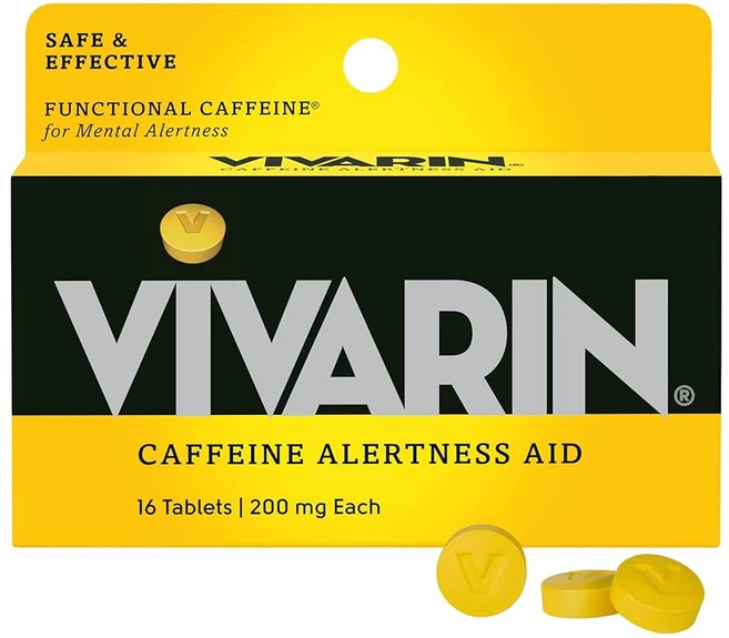 Vivarin 카페인 알약 복용량 당 안전하고 효과적으로 깨어있는 데 도움 설탕 칼로리 또는 숨겨진 성분 없음 에너지 보충제 16정, 1개 - 쿠팡