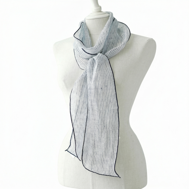 메리앤유 시스루 린넨혼방 슬림 롱 타이 스카프 여름 코디