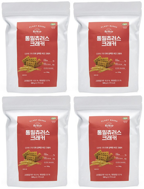 잇츠베러 크래커 통밀츄러스 500g 대용량, 4개