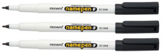 [감동] 모나미 3색 네임펜 F 3색 흑청적 3색, 검정3본