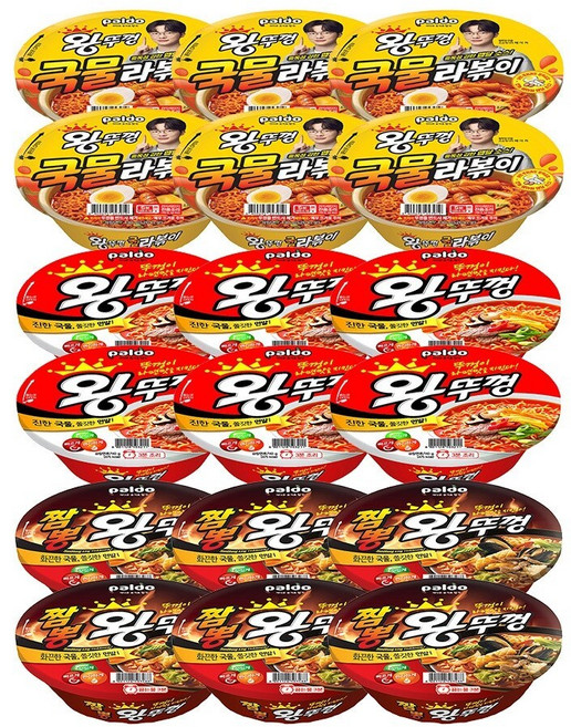 팔도 왕뚜껑 라볶이 130g x6개+왕뚜껑 110g x6+짬뽕왕뚜껑 x6, 18개