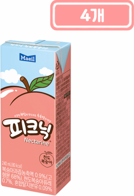 매일 피크닉 천도복숭아, 240ml, 4개