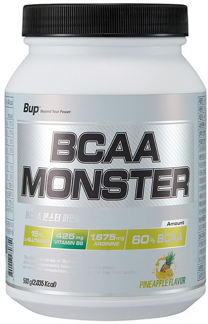 BUP BCAA몬스터 파인애플맛 류신 아미노산 헬스보충제 BCAA, 1개, 500g