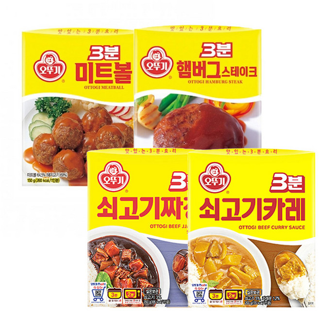 [새늘모아]오뚜기 3분요리 4종 패키지, 1세트