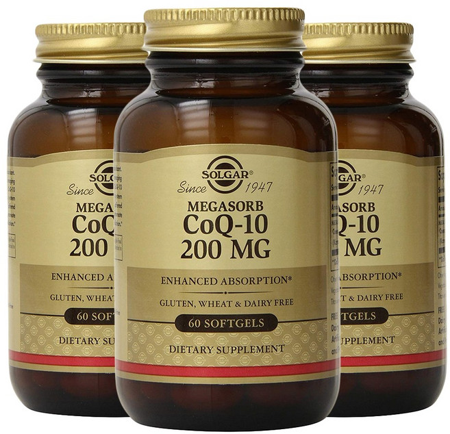 [정품 미국 배송] 솔가 메가솔브 코큐텐 200mg 60정-3개 (소프트젤) Solgar CoQ10 200mg 항산화 심장 건강, 1세트, 180정