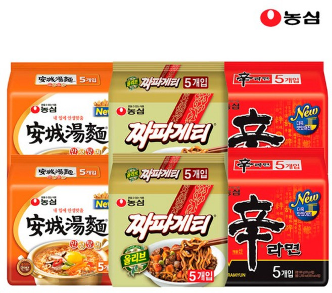 봉지라면 혼합 30봉(신라면10봉+짜파게티10봉+안성탕면10봉), 30개