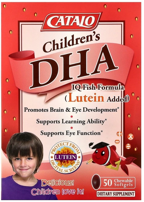 CATALO 어린이용 DHA IQ 피쉬 포뮬라 루테인 첨가 딸기 맛 츄어블 소프트젤 50정 CATALO (카탈로), 1개 - 쿠팡