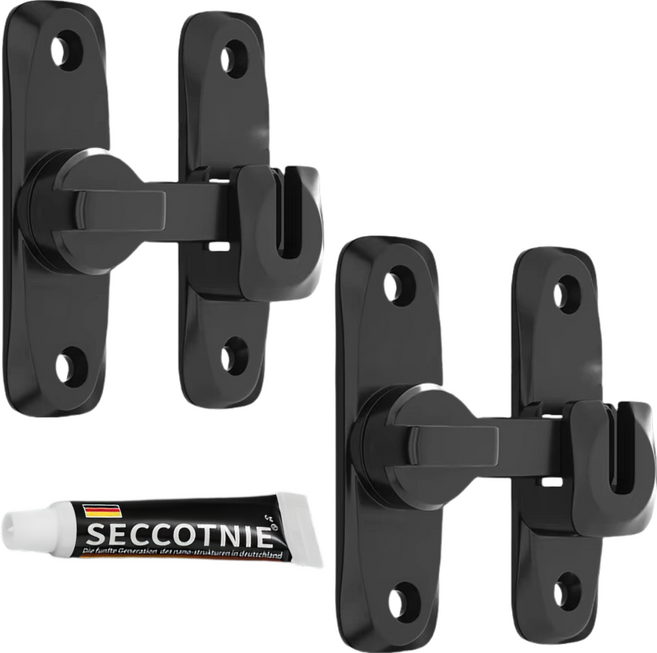 월간리빙 다용도 미닫이 여닫이 무타공 잠금장치, 2개, 블랙