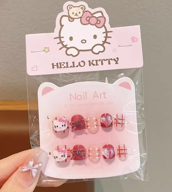 어린이 네일아트 젤 네일팁 간편한 키즈 손톱 네일아트 여아 생일선물, 헬로키티, 1개
