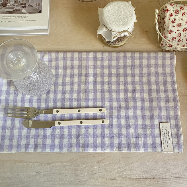 주방소형가전덮개 국내산 패브릭미니덮개 티매트, 체크퍼플